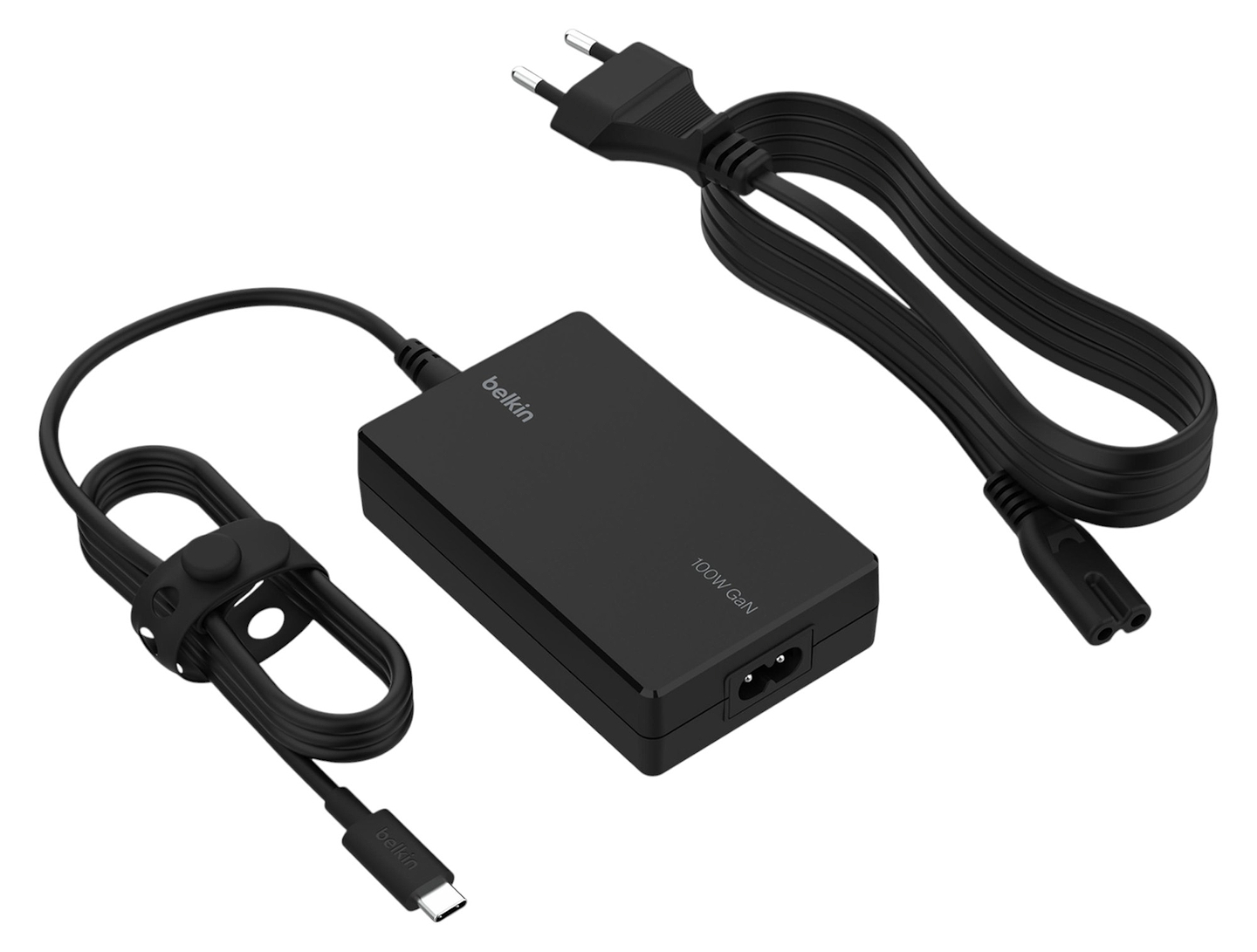 Зарядний пристрій для ноутбука Belkin 100Вт USB-С GAN PD PPS кабель USB-C 2m Black (INC016VFBK) - Фото 1