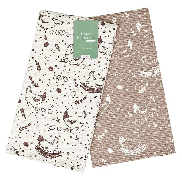 Фото - Набор полотенец Home Line 45Х60 курочки коричневые/капучино 2 шт. (181431)