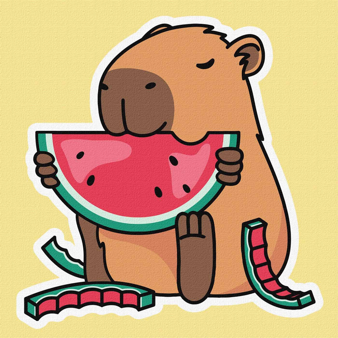 Картина за номерами Ideyka "Капібара і Херсонський кавун" 40х40 см (KHO6749) - Фото 1