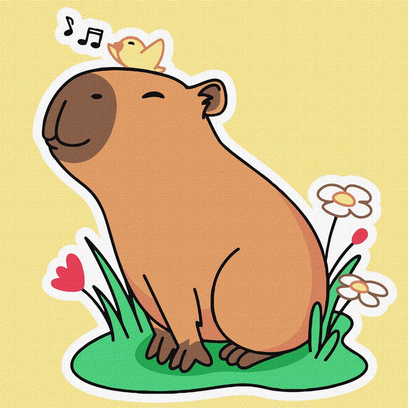 Картина за номерами Ideyka "Капібара слухає спів пташок" 30х30 см (KHO6750) - Фото 1