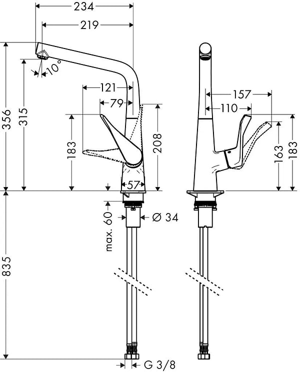 Фото - Смеситель кухонный Hansgrohe Metris (14822000)