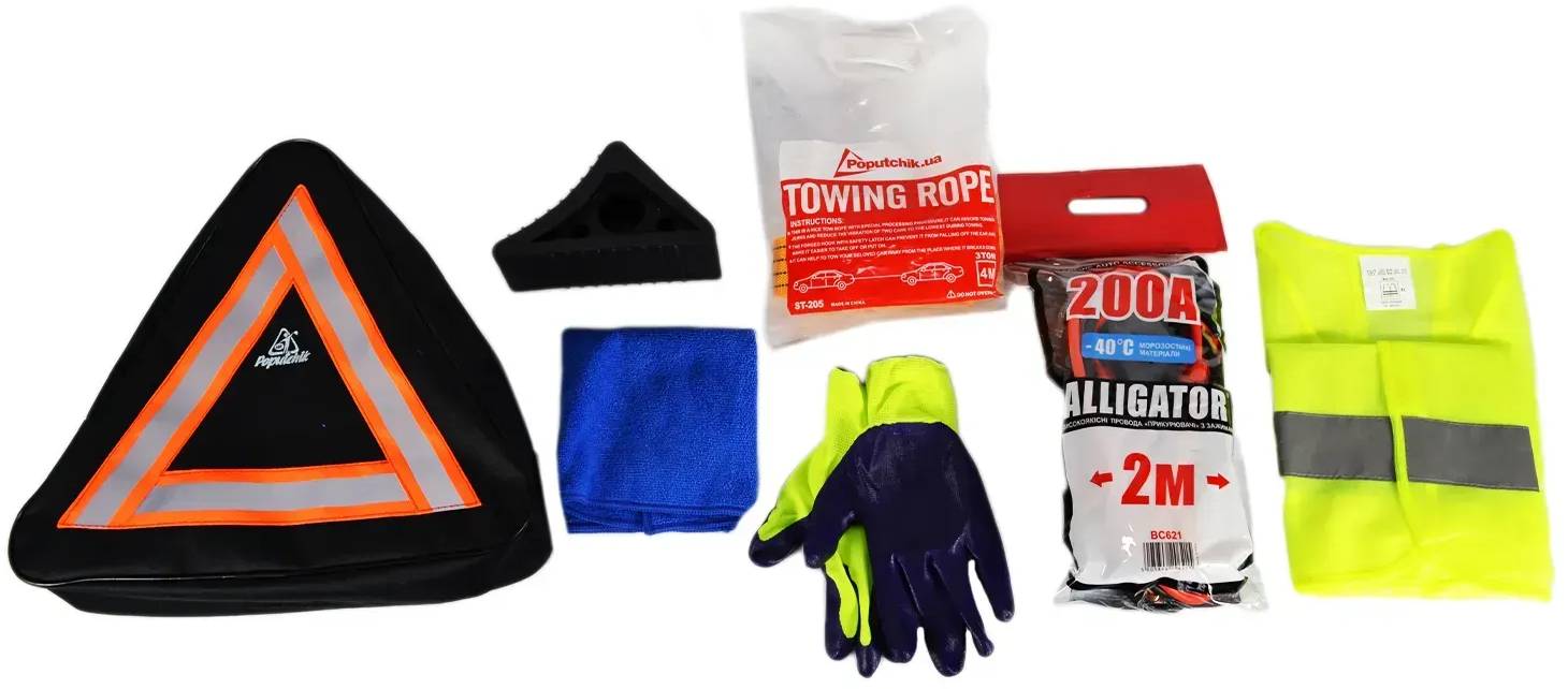 Набір для авто Poputchik Аварійна зупинка чорна трикутна (01-185-IS)