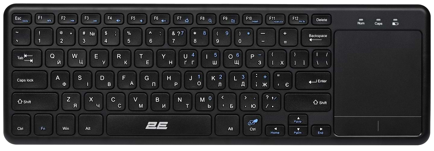 Клавіатура бездротова 2E KT100 WL, EN/UK Black (2E-KT100WB_UA) - Фото 1