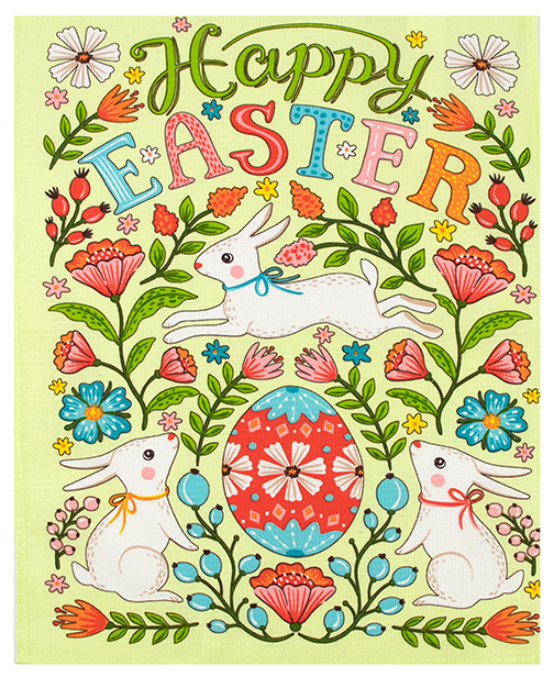 Полотенце кухонное Руно 45х60 ваф. (205.15_Пасха салатовый_3)