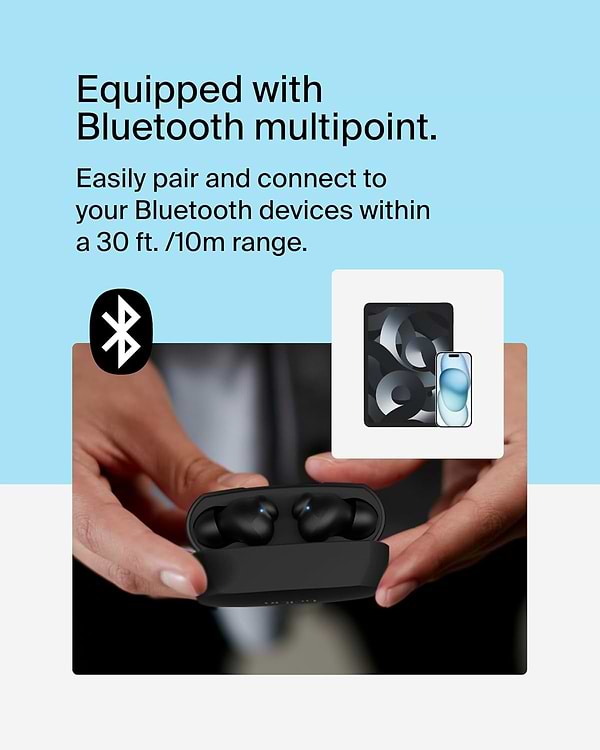 Фото - Наушники вкладыши беспроводные TWS Belkin Soundform Rhythm True Wireless Black (AUC012BTBK)