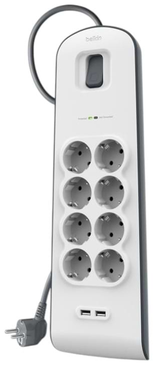 Фото - Мережевий фільтр Belkin 8хТип F, 3x1.5мм кв, 16А, 2xUSB-A 2.4A 2m White (BSV804VF2M-V2)