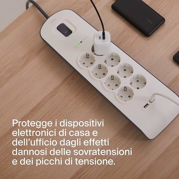 Фото - Мережевий фільтр Belkin 8хТип F, 3x1.5мм кв, 16А, 2xUSB-A 2.4A 2m White (BSV804VF2M-V2)