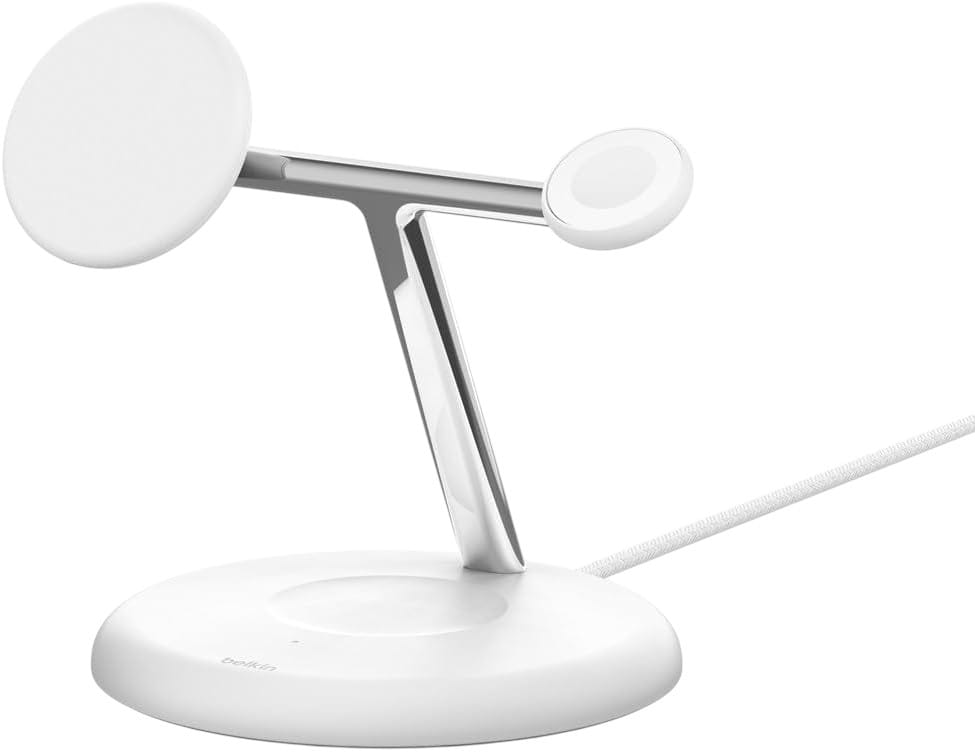 Беспроводное зарядное устройство Belkin 3в1 Magnetic Adjustable Pad Qi2 15Вт White (WIZ023VFWH)