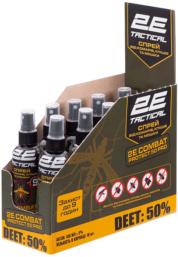 Фото - Спрей від комах 2E Combat Protect 50 Pro, 100 мл, 10 шт. (2E-RPLNTDT50-10DB)