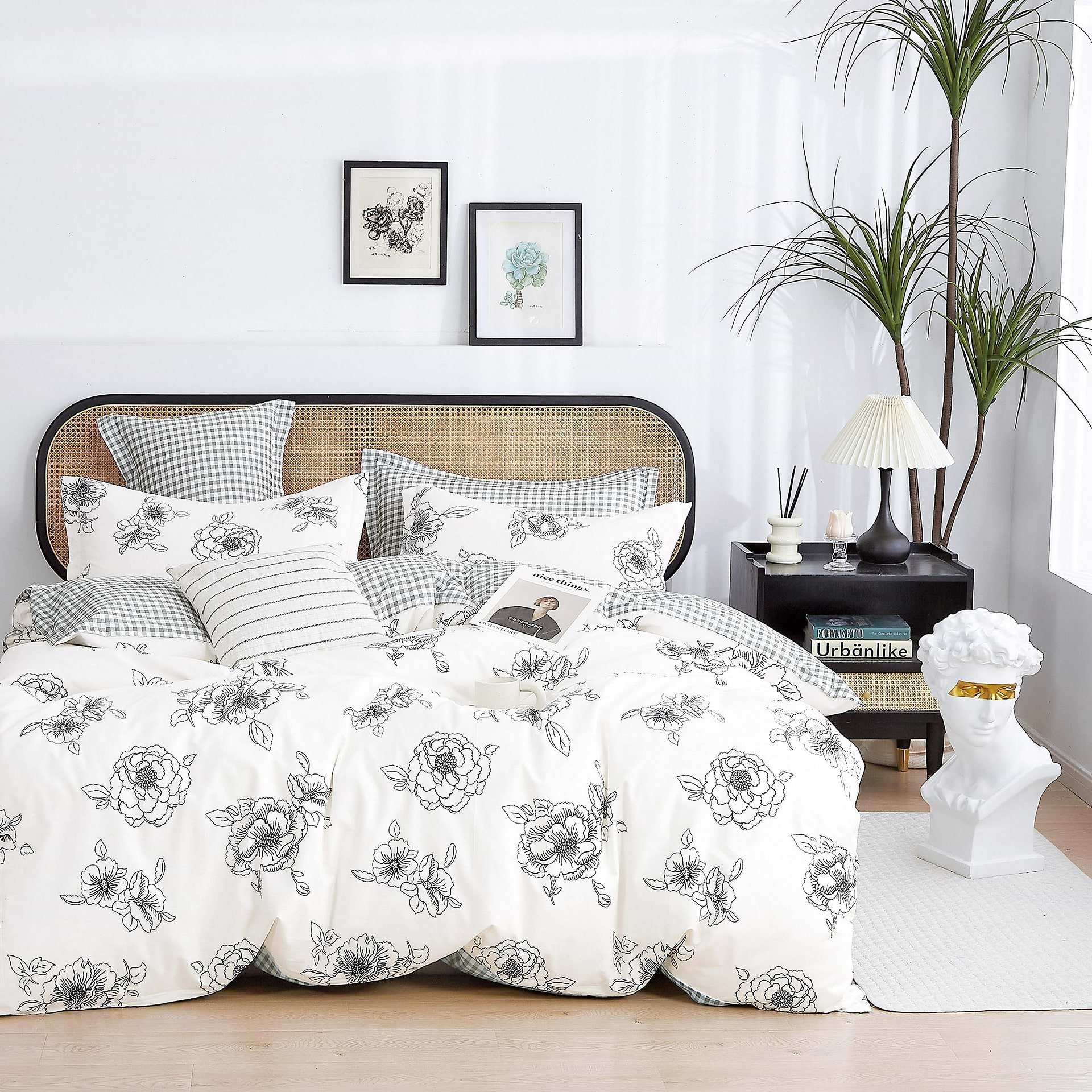 Комплект постельного белья Home Line Сатин твил 200х220 см БЕЛАЯ ПИОНИЯ (183061)