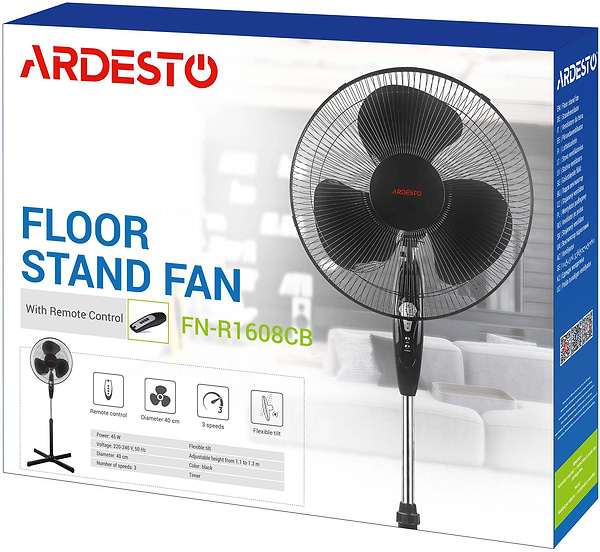 Фото - Вентилятор підлоговий Ardesto FN-R1608CB Black c ПДУ