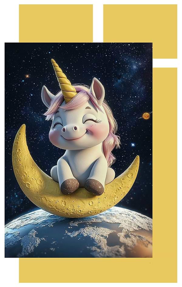 Фото - Комплект постільної білизни дитячий Home Line поплін Одноріг на Місяці 112х147 см нав. 40х60 (193167)