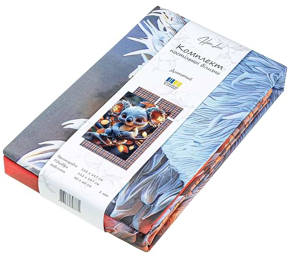 Фото - Комплект постільної білизни дитячий Home Line поплін Коала Блакитно-Помаранчова 112х147 см нав. 40х60 (193164)