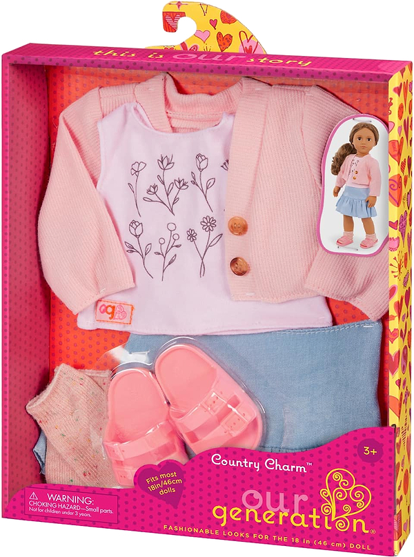 Фото - Одяг та аксесуари для ляльки Our Generation повсякденний рожевий светр та спідниця (BD30542Z)