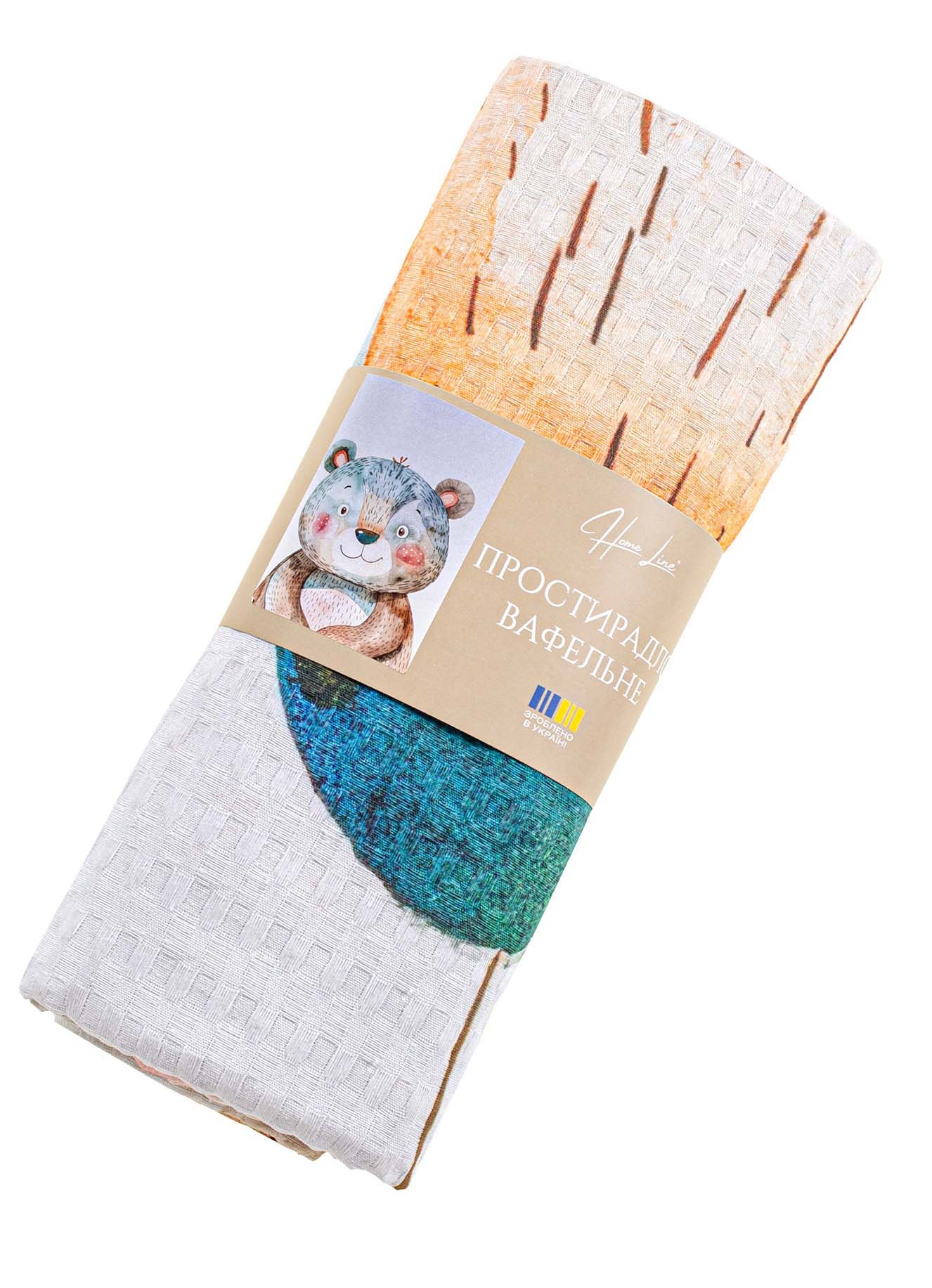 Простирадло полуторне Home Line 145х215 см Вафельне Ведмідь (193297)