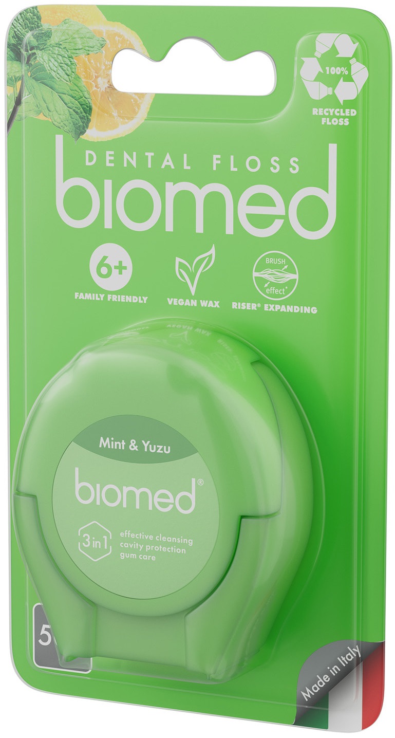 Фото - Зубная нить BioMed вкус мяты и юза 50 м (7640168937249)