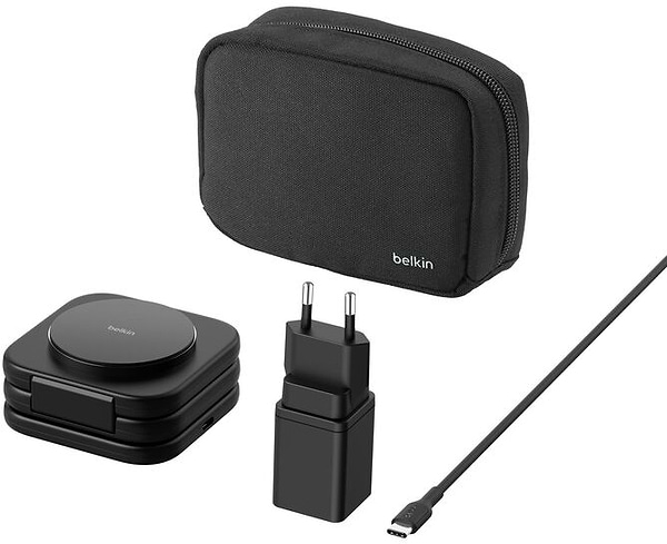 Фото - Бездротовий зарядний пристрій Belkin 3в1 Travel Pad Wireless Qi2 15Вт Black (WIZ024VFBK)