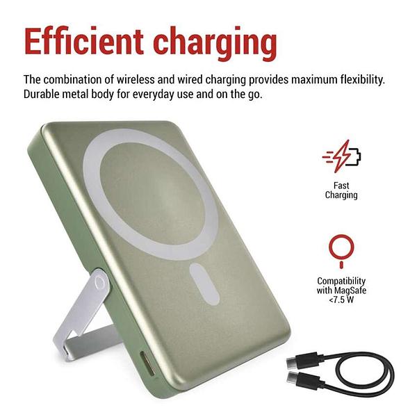 Фото - Батарея мобільна EMOS B0552AG 10000мАч бездротова зарядка, підставка зелений