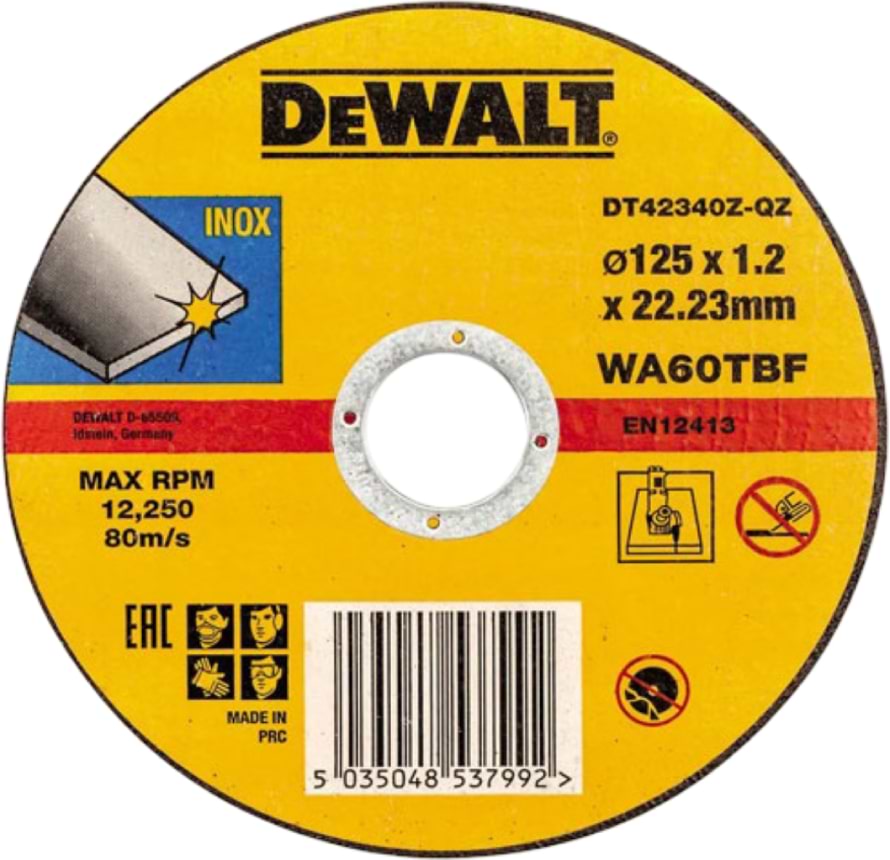 Круг відрізний по металу DeWALT INOX 125х1.2х22.23 мм (DT42340Z)