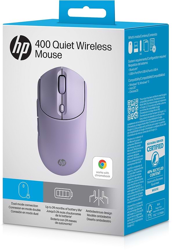 Фото - Миша бездротова HP 400 Quiet WL/BT Purple (AZ7B7AA)