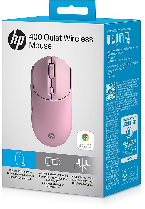 Фото - Мышь беспроводная HP 400 Quiet WL/BT Pink (AZ7B5AA)