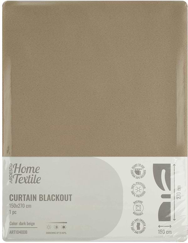 Фото - Портьєра Ardesto 150х270 см блекаут бежевий темний (ART1040DB)