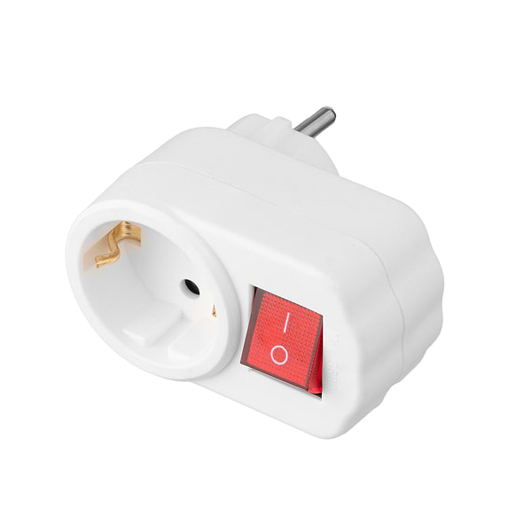 Фото - Разветвитель 220В 2E с кнопкой извлечения 1xType F 16A White (2E-AD0101SWH)