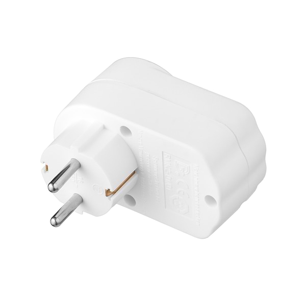 Фото - Разветвитель 220В 2E с кнопкой извлечения 1xType F 16A White (2E-AD0101SWH)