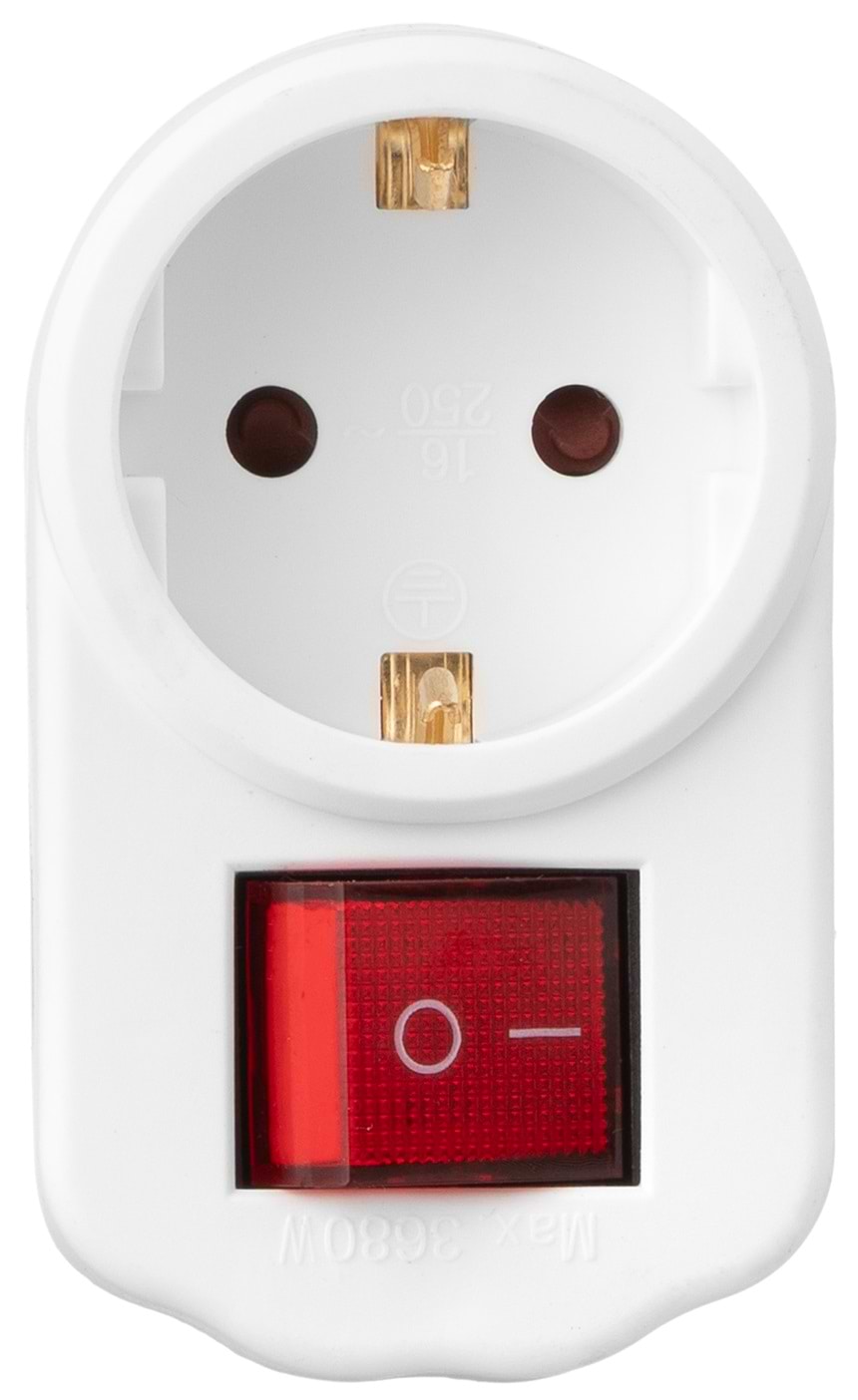 Разветвитель 220В 2E с кнопкой извлечения 1xType F 16A White (2E-AD0101SWH)