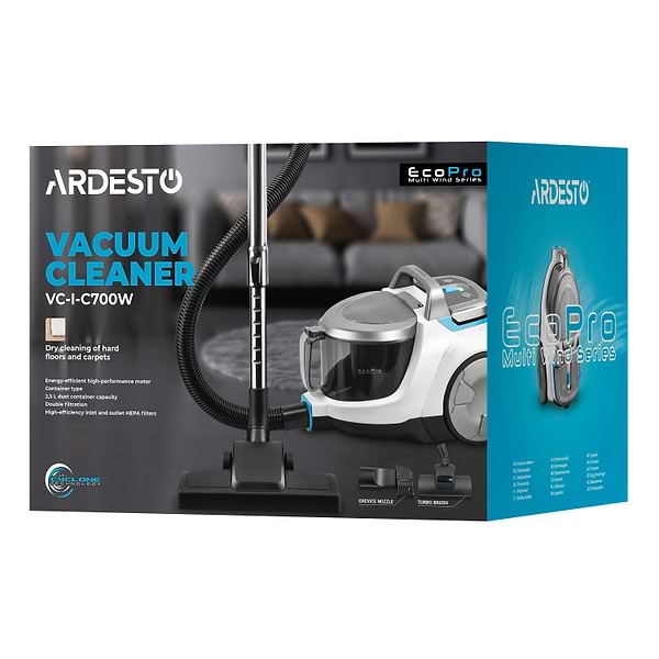 Фото - Пылесос для сухой уборки без мешка Ardesto VC-I-C700W