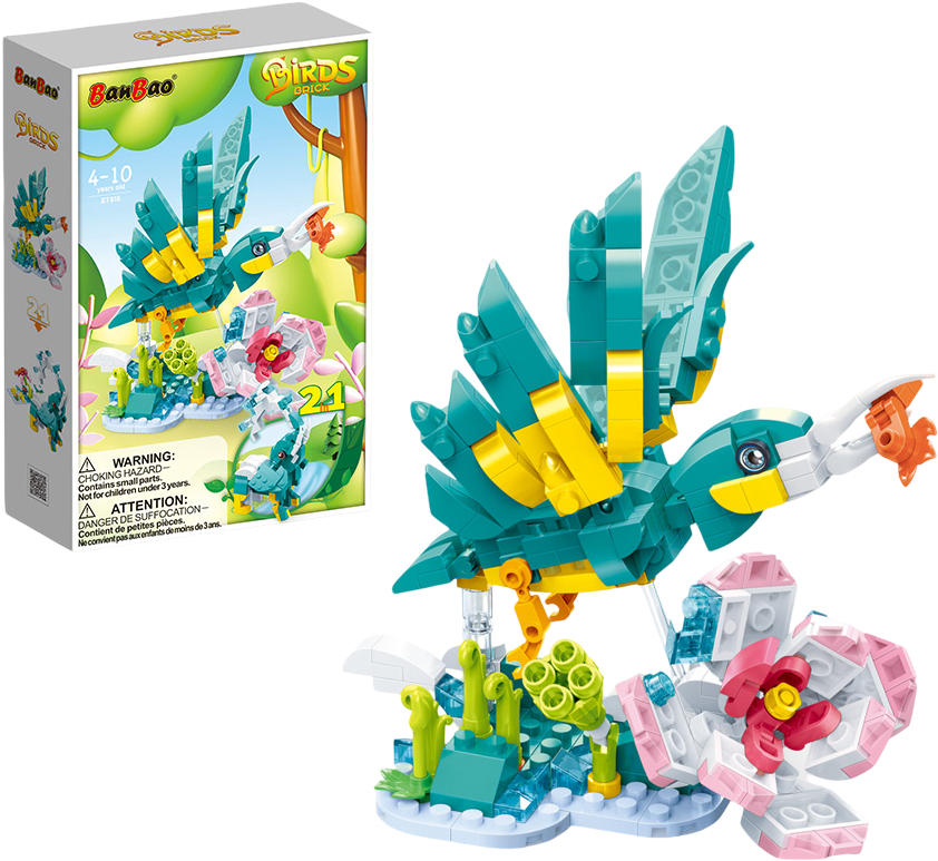 Пластиковый конструктор Banbao Птички (282 эл.) 2 в 1:Птичка-рыболов/Слон (ET618)