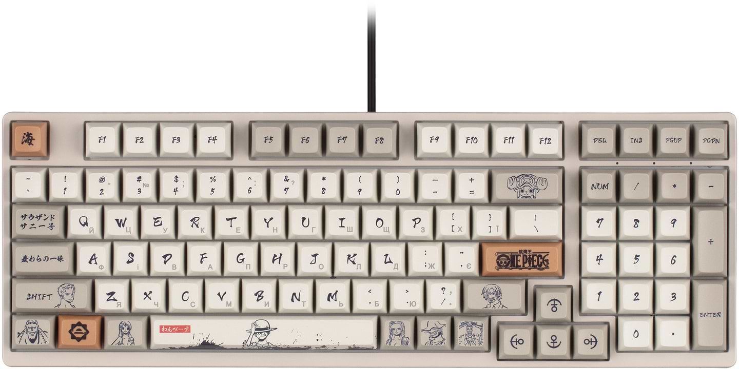 Клавіатура дротова Akko 3098S One Piece Calligraphy CS Jelly Blue, USB-A, Hot-swappable, EN/UKR, RGB Gray (6925758616775)