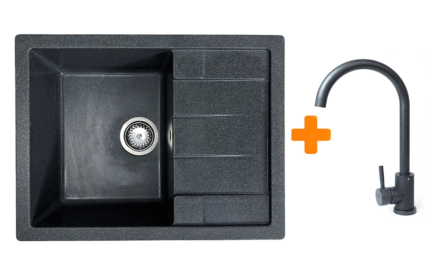 Мойка кухонная+смеситель Adamant Anila графит (182496910313)