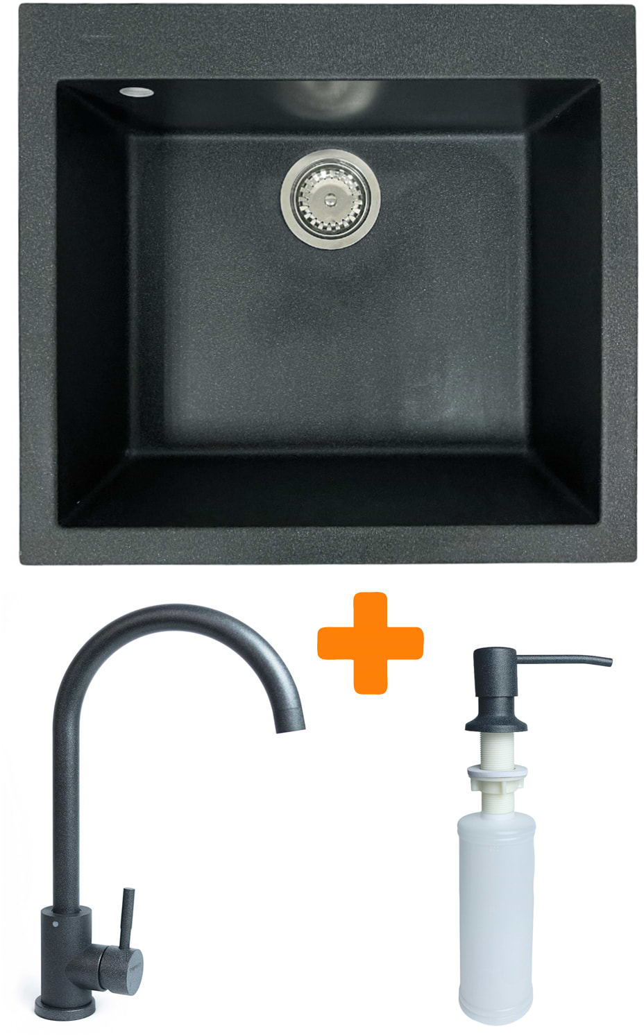 Мийка кухонна+змішувач+дозатор Adamant Univer графіт (4824296902113)