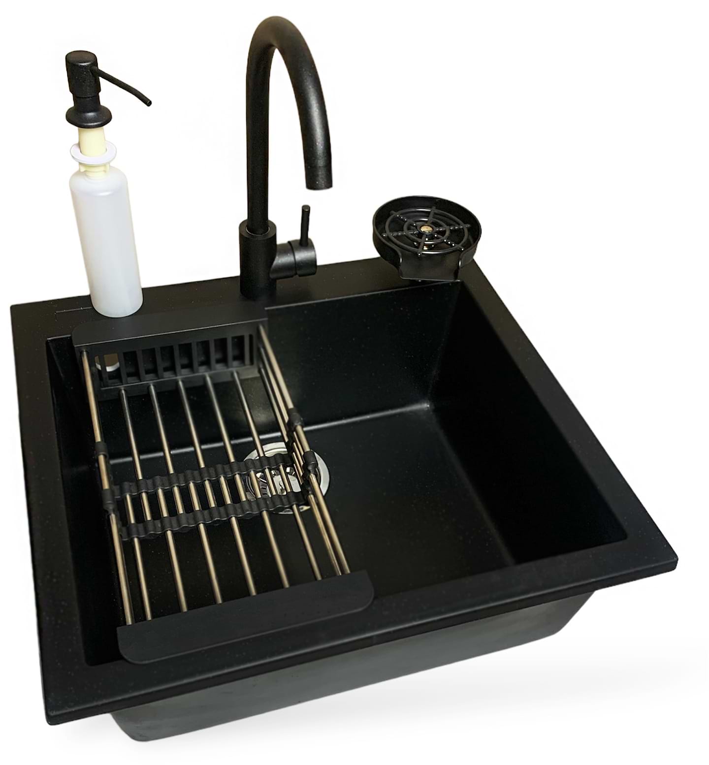 Мойка кухонная+смеситель+дозатор Adamant Univer антрацит (4824296106615)