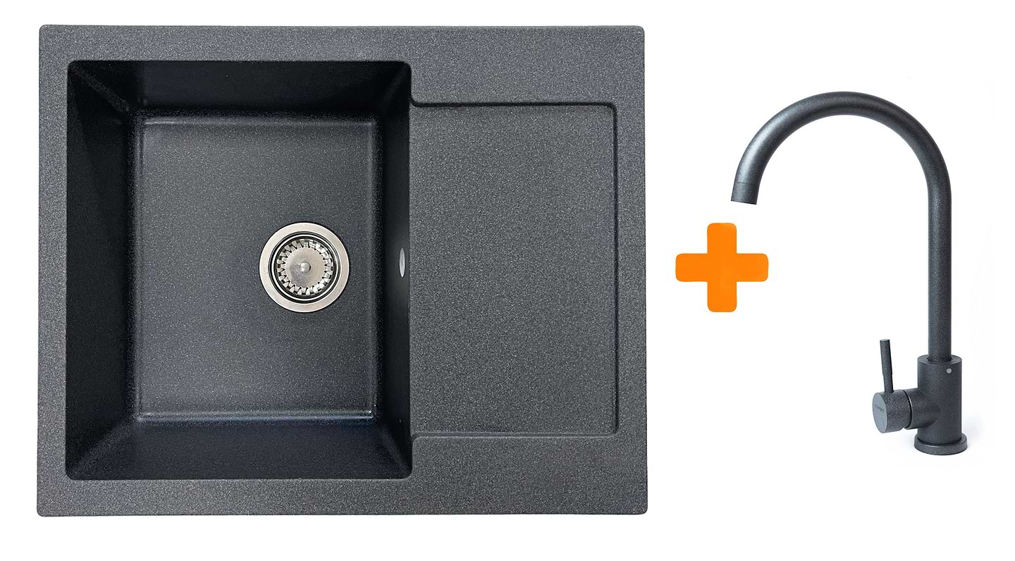 Мойка кухонная+смеситель Adamant Minimal графит (1824296912313)