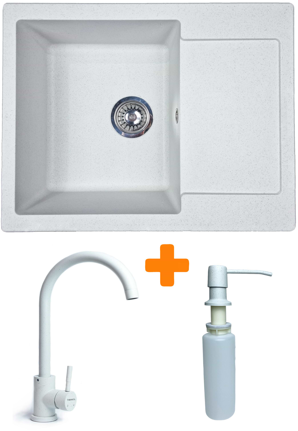 Мойка кухонная+смеситель+дозатор Adamant Minimal Old stone (1824296902310)