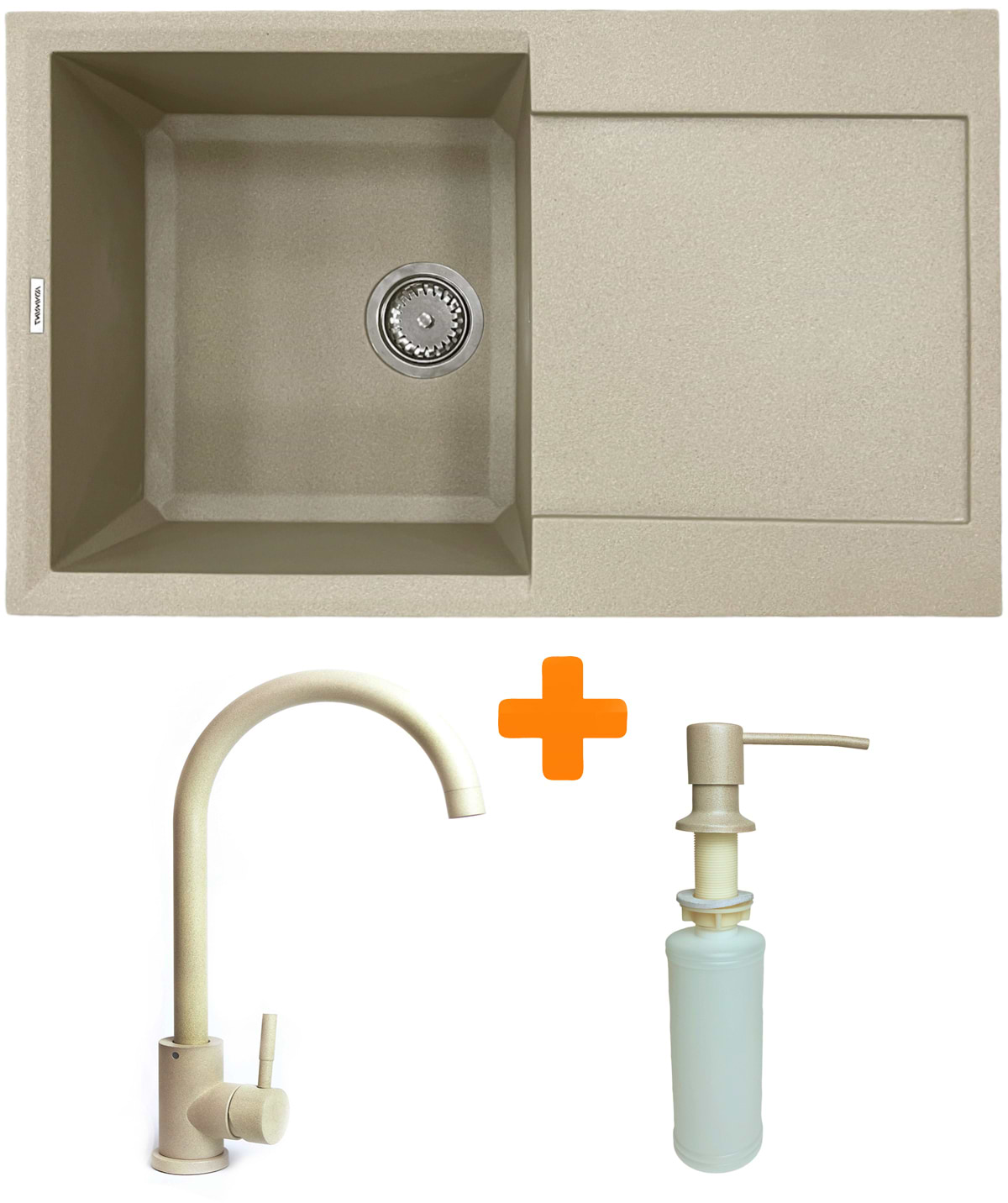 Мойка кухонная+смеситель+дозатор Adamant Horizon Сахара (182496901502)
