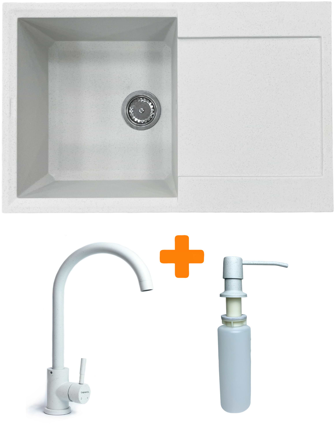 Мойка кухонная+смеситель+дозатор Adamant Horizon Old stone (182496901510)