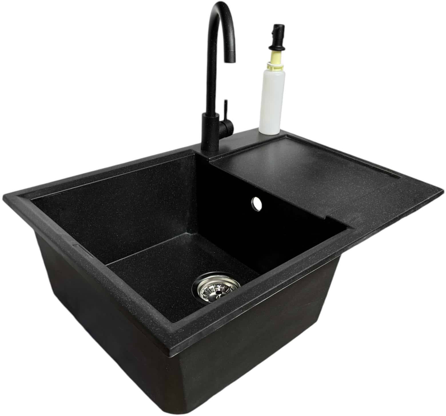 Мийка кухонна+змішувач+дозатор Adamant Horizon Medium чорний (4824296104503) - Фото 1