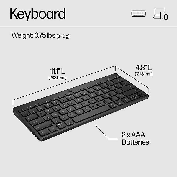 Фото - Клавіатура бездротова HP 350 Compact Multi-Device BT UKR Black (692S8AA)