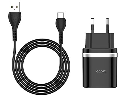 Мережевий зарядний пристрій HOCO C12Q Smart QC3.0 charger set(Type-C) 18W Black (6931474716293)