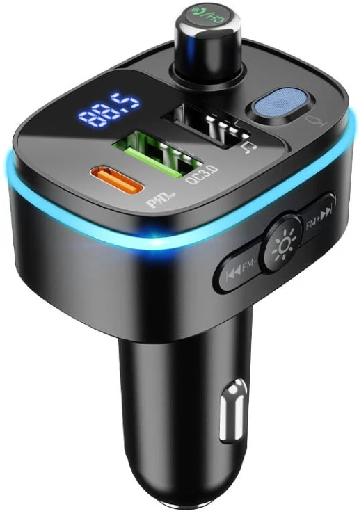 FM модулятор HOCO E62 Fast PD20W+QC3.0 car BT FM transmitter Black (6931474756299)