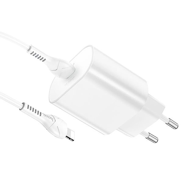 Фото - Сетевое зарядное устройство HOCO N22 Jetta PD25W charger set (Type-C to iP)(EU) White (6931474760074)