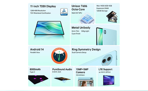 Фото - Планшет Teclast P50 11'' 6/128Gb LTE Blue