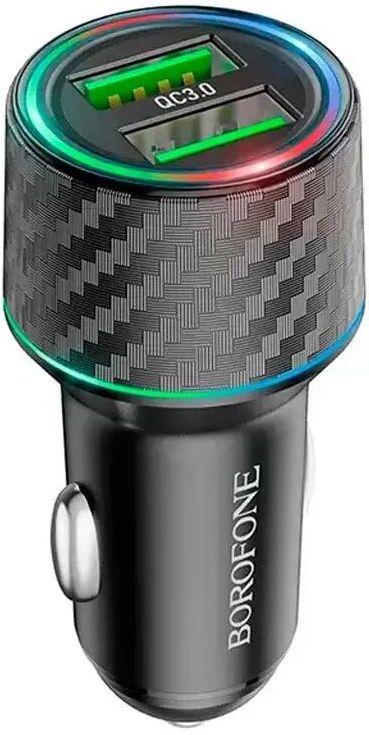 Автомобільний зарядний пристрій BOROFONE BZ21A Brilliant 36W dual port QC3.0 car charger Black (6941991101205)