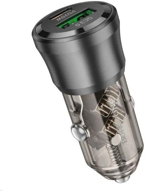 Автомобільний зарядний пристрій BOROFONE BZ25 Transparent Black (6941991106965)