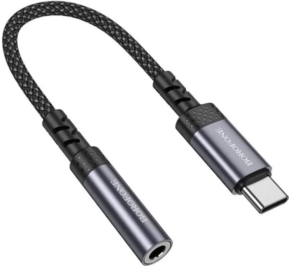 Переходник аудио BOROFONE BV24 Graceful digital audio converter cable Type-C to 3.5mm Metal Grey (6941991118999)