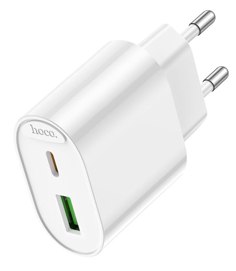 Мережевий зарядний пристрій HOCO C109A (PD20W+QC3.0) Fighter PD20W+QC3.0 charger White (6942007656719)