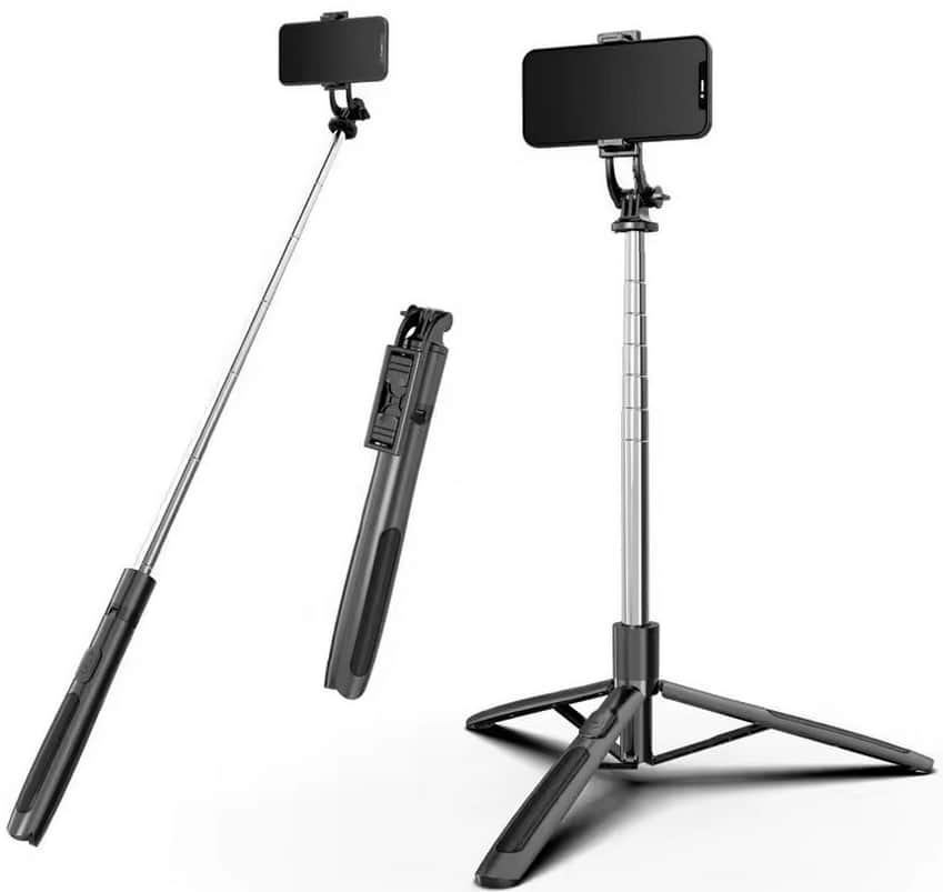 Трипод для селфи RTAKO Q05 Ultra-Wide Angle Selfie Stick Tripod Black (6942063207917) - Фото 1